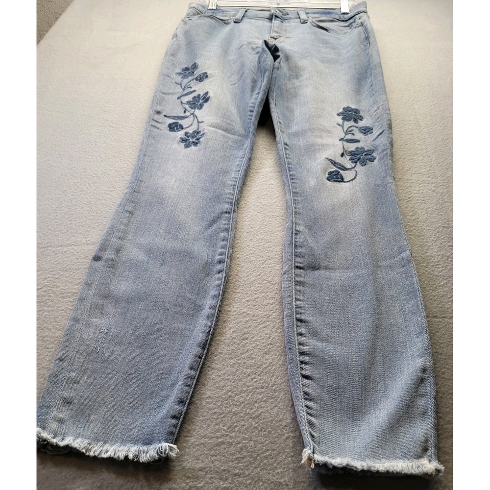 TOMMY HILFIGER DENIM Jeans Women's Size 8 Blue Light Wash Leggings Embroidered
